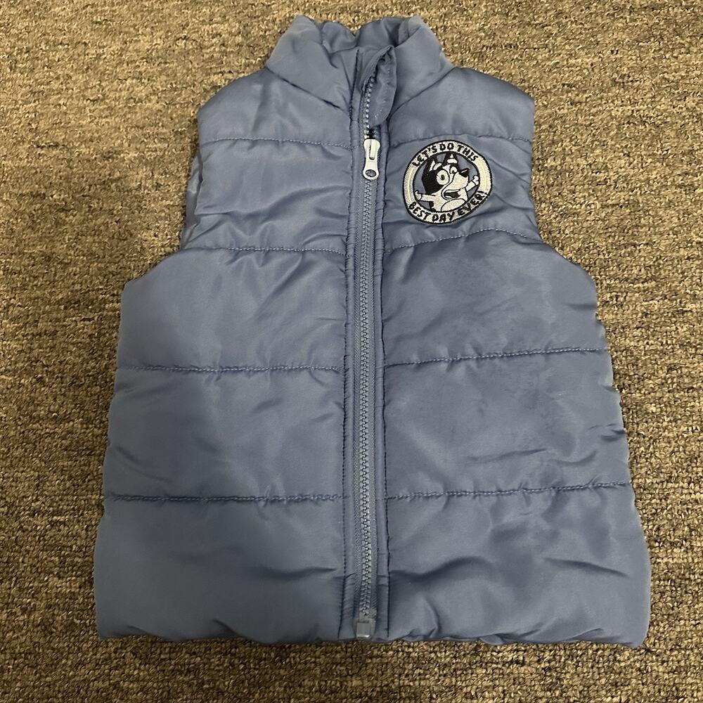 blue Bluey toddler puffer vest Best Day Ever Size 3T